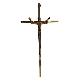 Mid Century MCM Hanging Brass Crucifix Cross